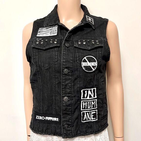 Lip Service Jackets & Blazers - Kill City by Lip Service”LA MF’s” Zero Future Black Punk Denim Vest Women M